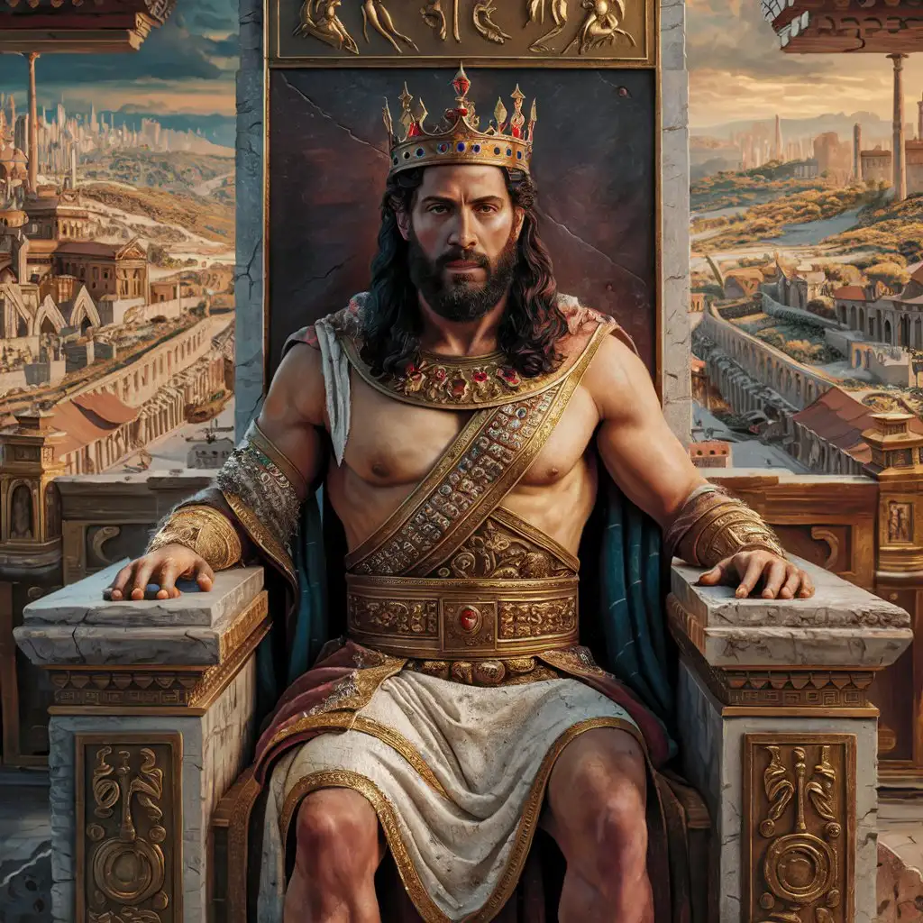Achaemenian King in Detailed Realistic Style