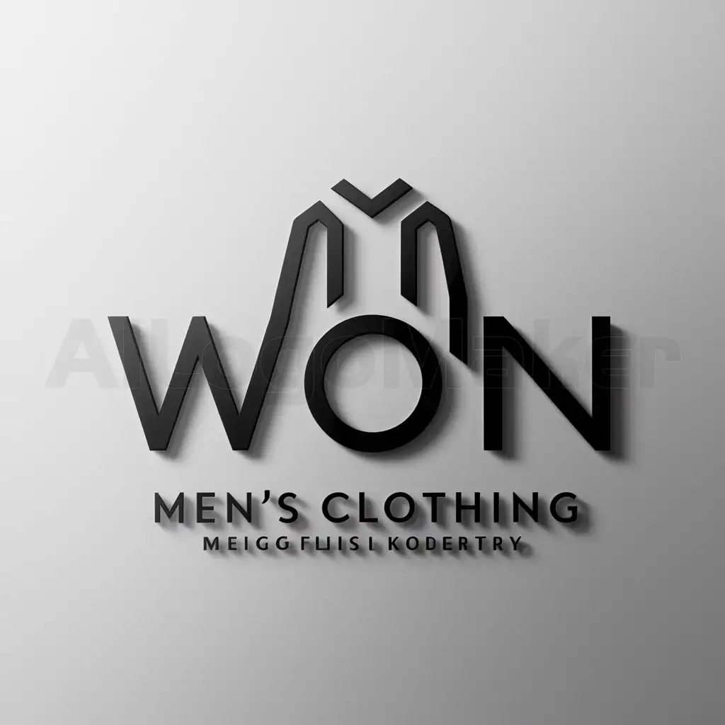 a logo design,with the text "WON", main symbol:male clothing,Minimalistic,be used in men's clothing industry,clear background