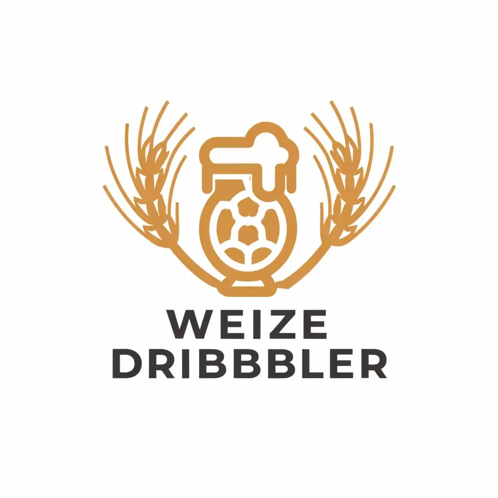 a logo design,with the text "Weize Dribbler", main symbol:Soccerball, Beer, Wheat,Minimalistic,be used in Sports Fitness industry,clear background
