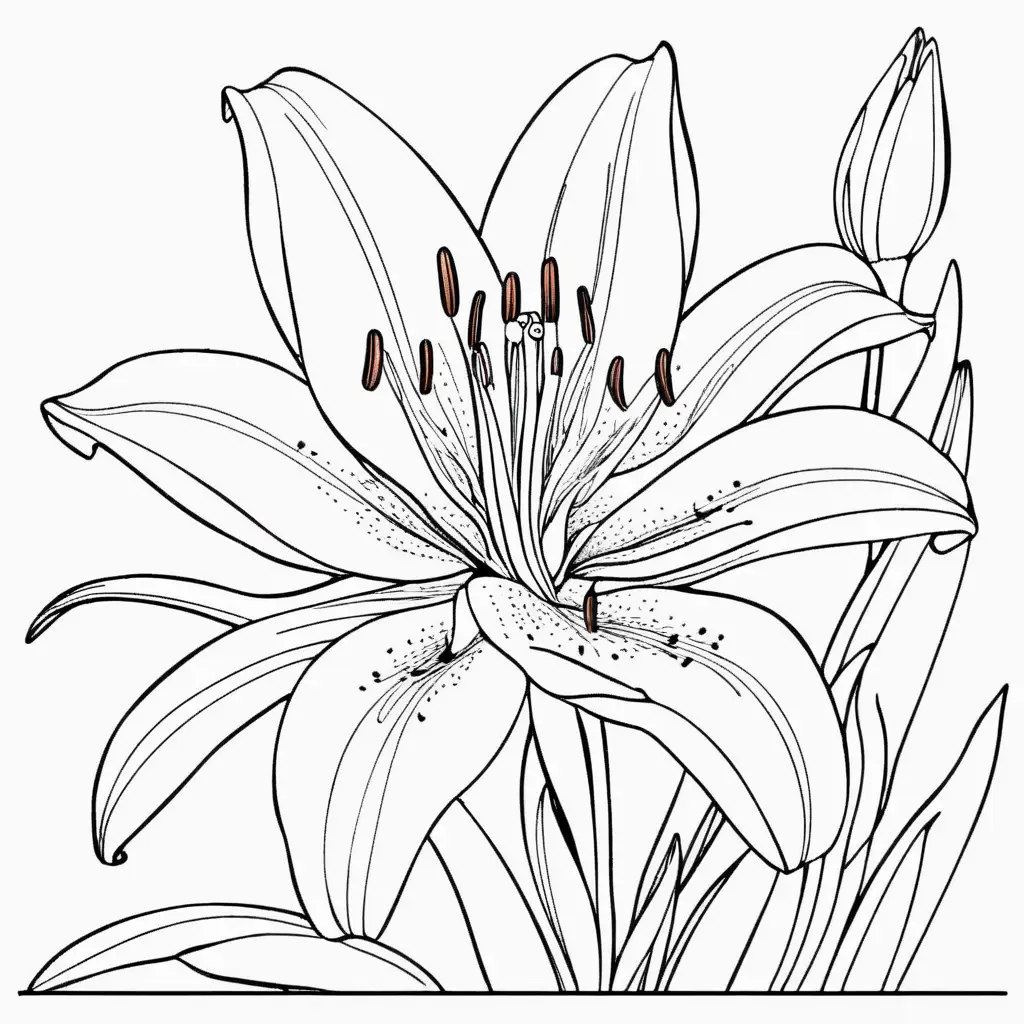 Beautiful Lily Coloring Page for Relaxation and Stress Relief