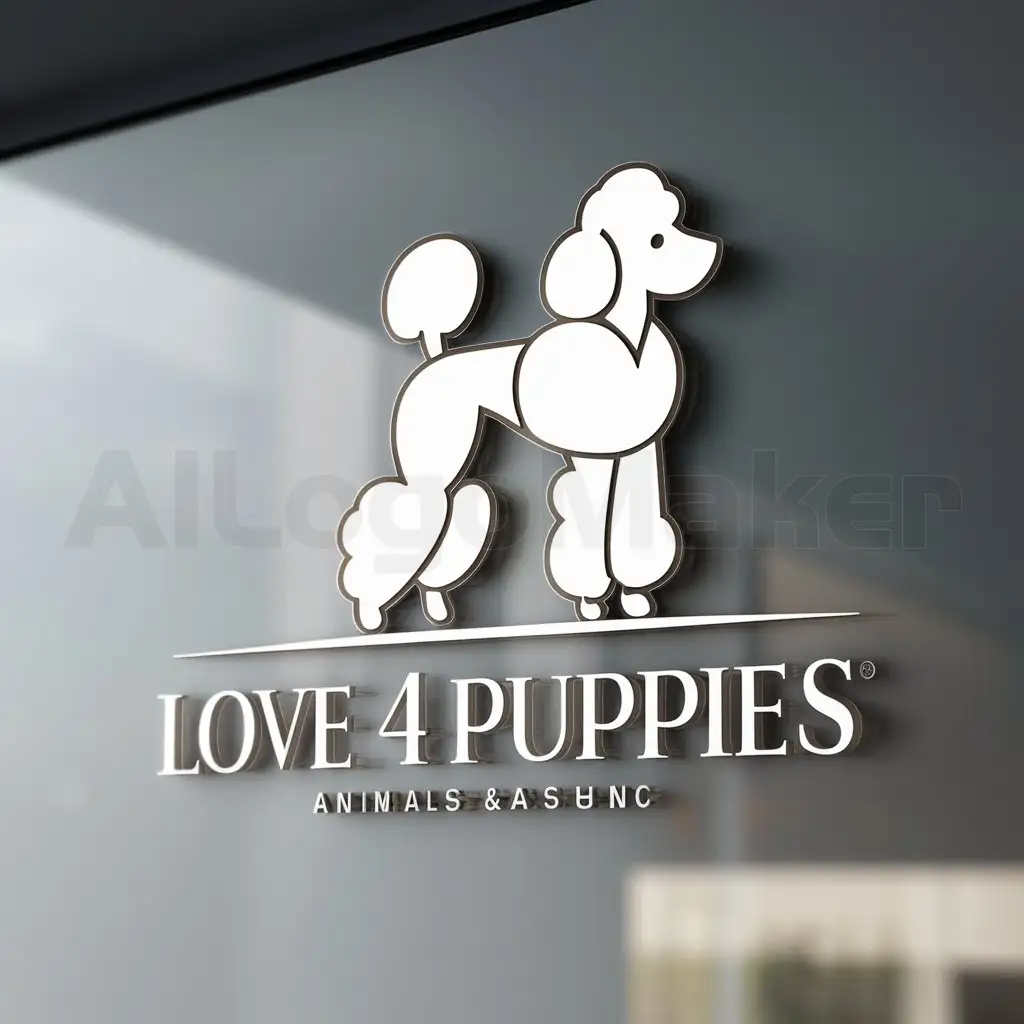LOGO-Design-For-Love-4-Puppies-Elegant-and-Grand-Poodle-Emblem-for-Animal-Pets-Industry
