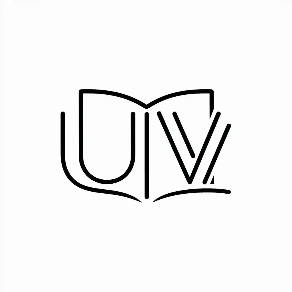 a logo design,with the text "uv", main symbol:book,Minimalistic,be used in Education industry,clear background