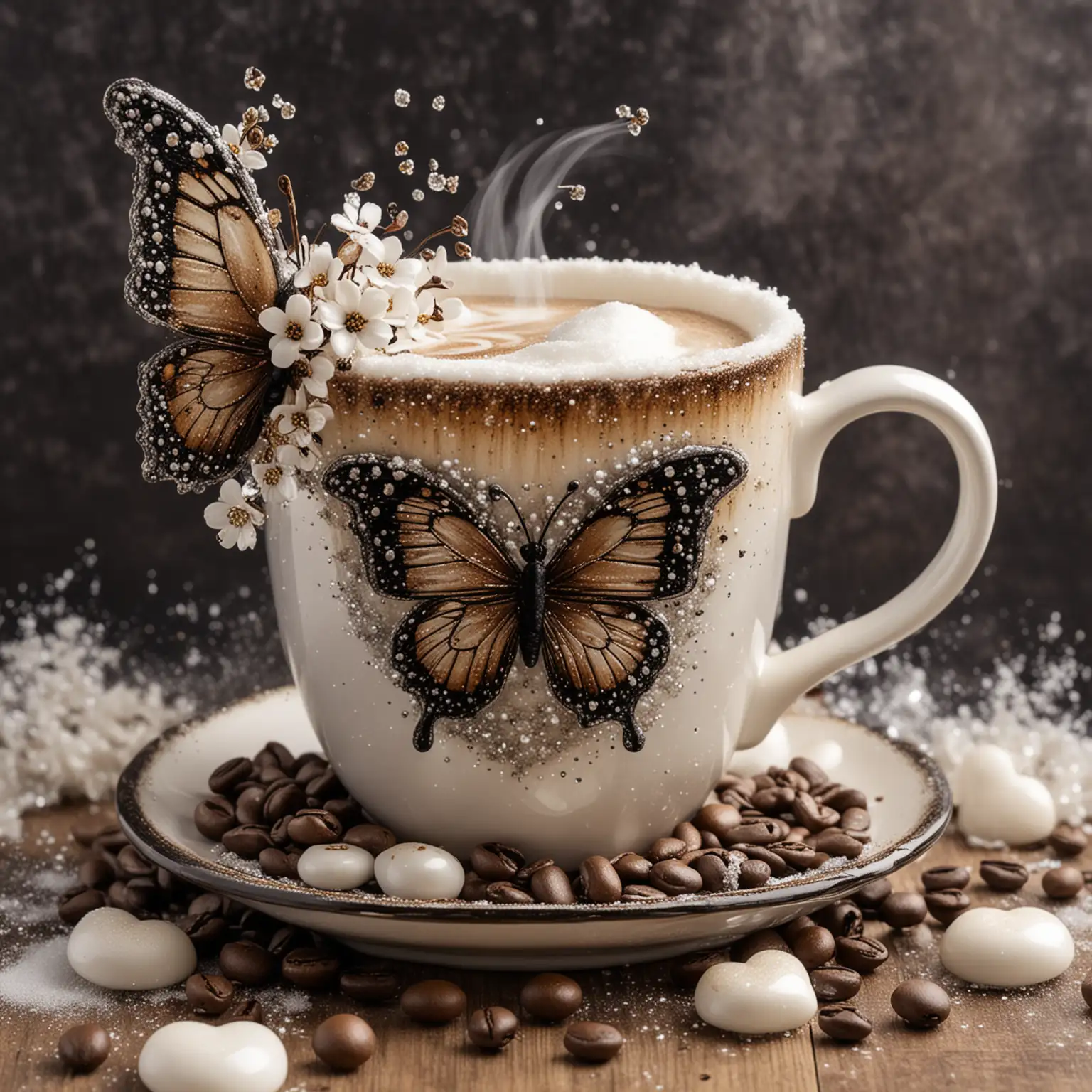 Winter Coffee Delight Butterfly Cup in Buffalo Check Setting
