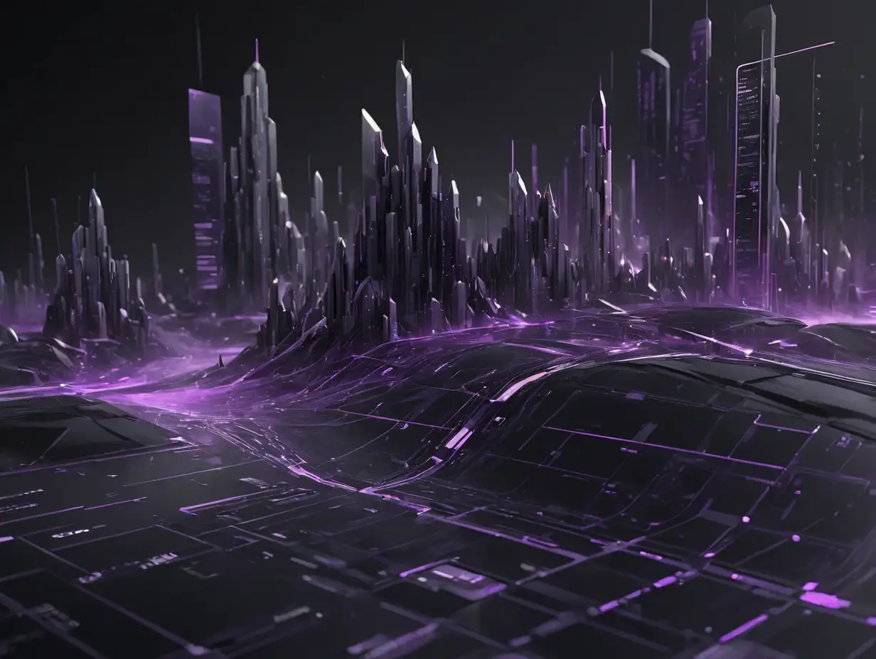 Futuristic Data Analysis Elegant HighTech Visualization in Black Grey and Purple