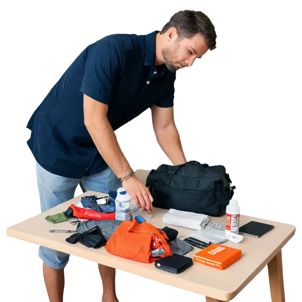 Emergency-Go-Bag-PNG-Man-Packing-Supplies-on-Table