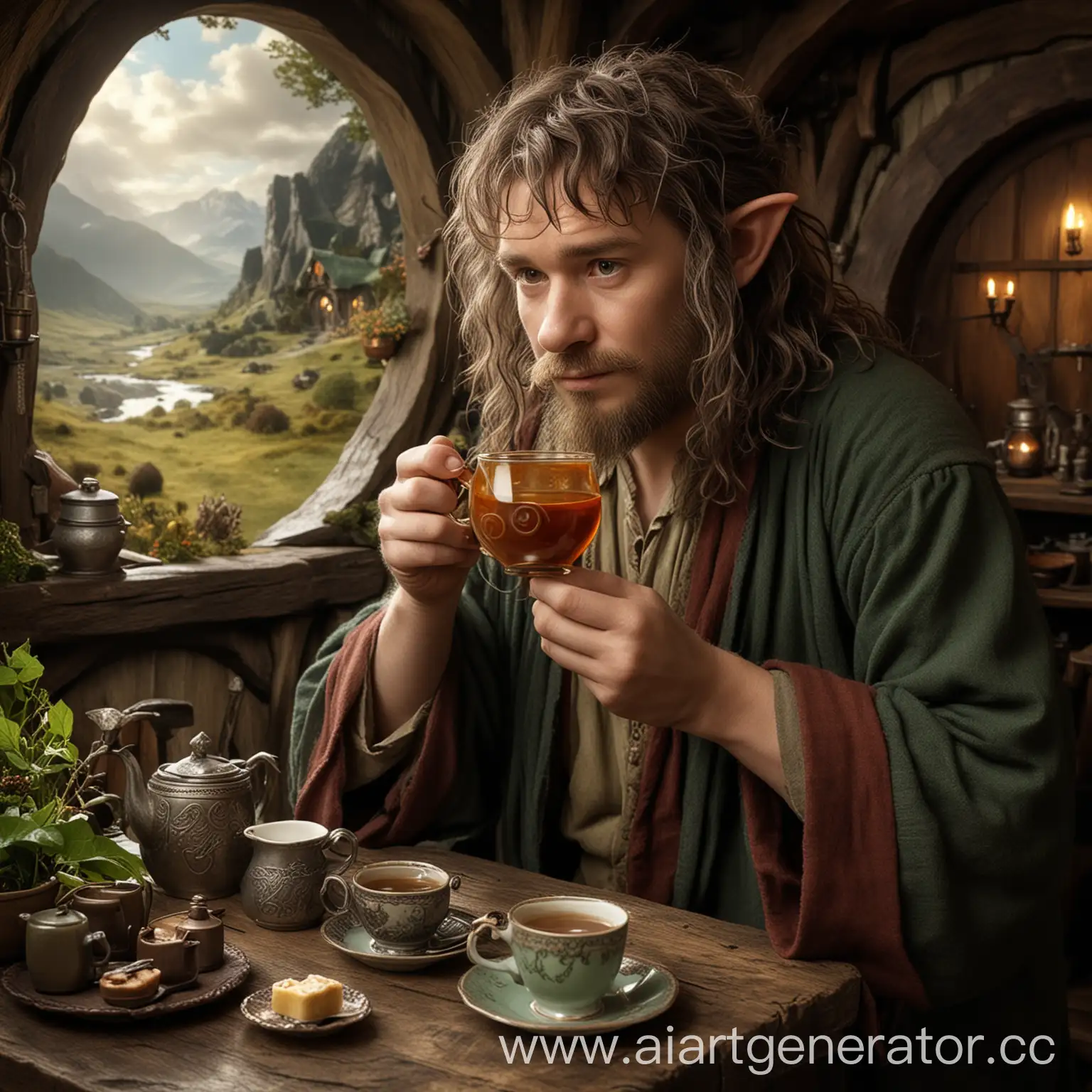 Hobbit-Enjoying-a-Peaceful-Tea-Time-in-the-Shire