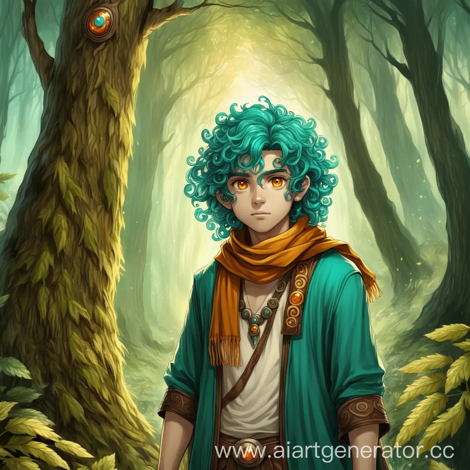 Young-Druid-Boy-with-Turquoise-Hair-in-Enchanted-Forest