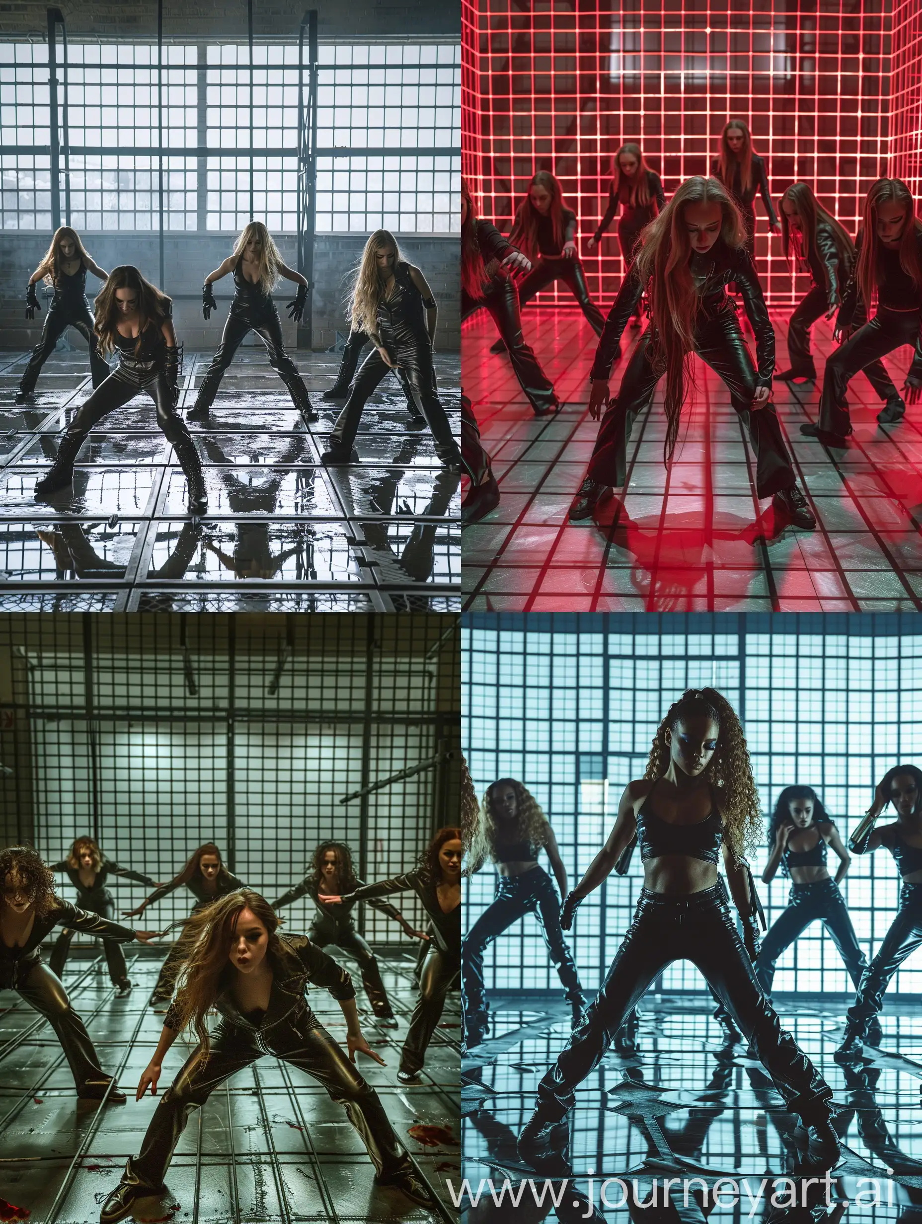 Edgy-Dance-Performance-in-Prison-Style-with-Girls-in-Leather