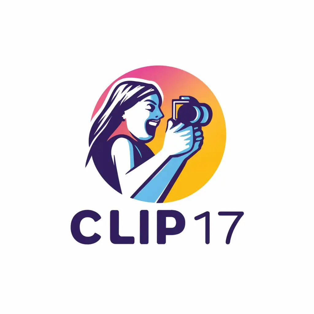 a logo design,with the text "c_lip17", main symbol:A girl with a camera in her hand and the color of the camera is purple.,Moderate,clear background