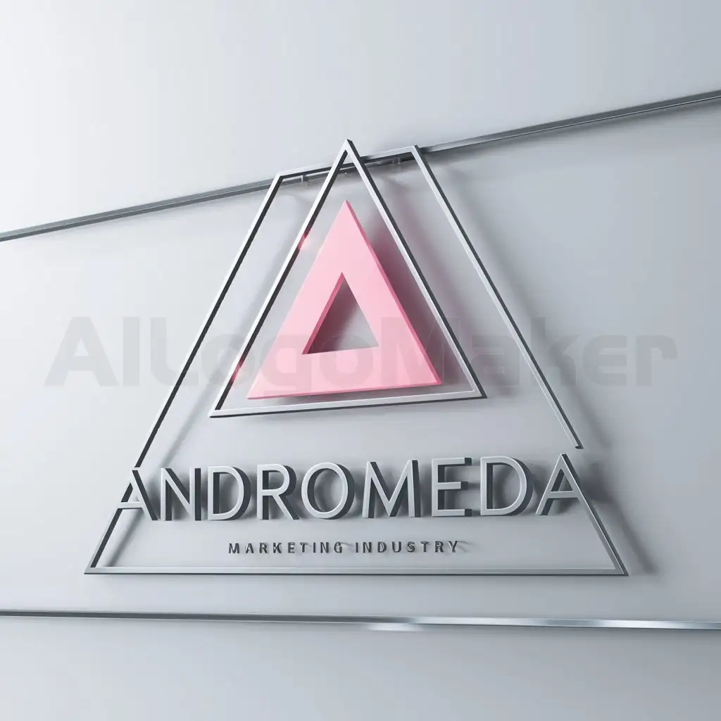 a logo design,with the text "Andromeda", main symbol:un triángulo rosa,Minimalistic,be used in marketing industry,clear background