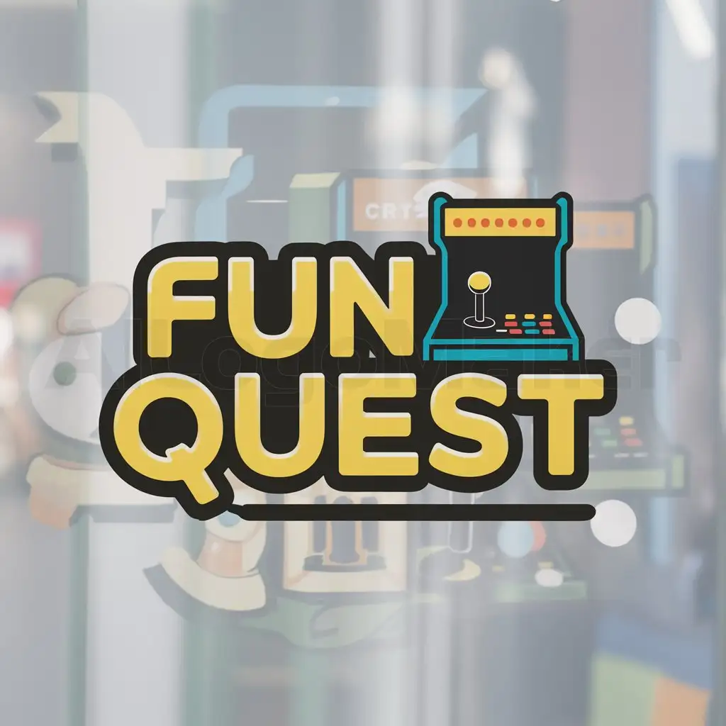 a logo design,with the text "Fun Quest", main symbol:Arcade symbol,Moderate,clear background