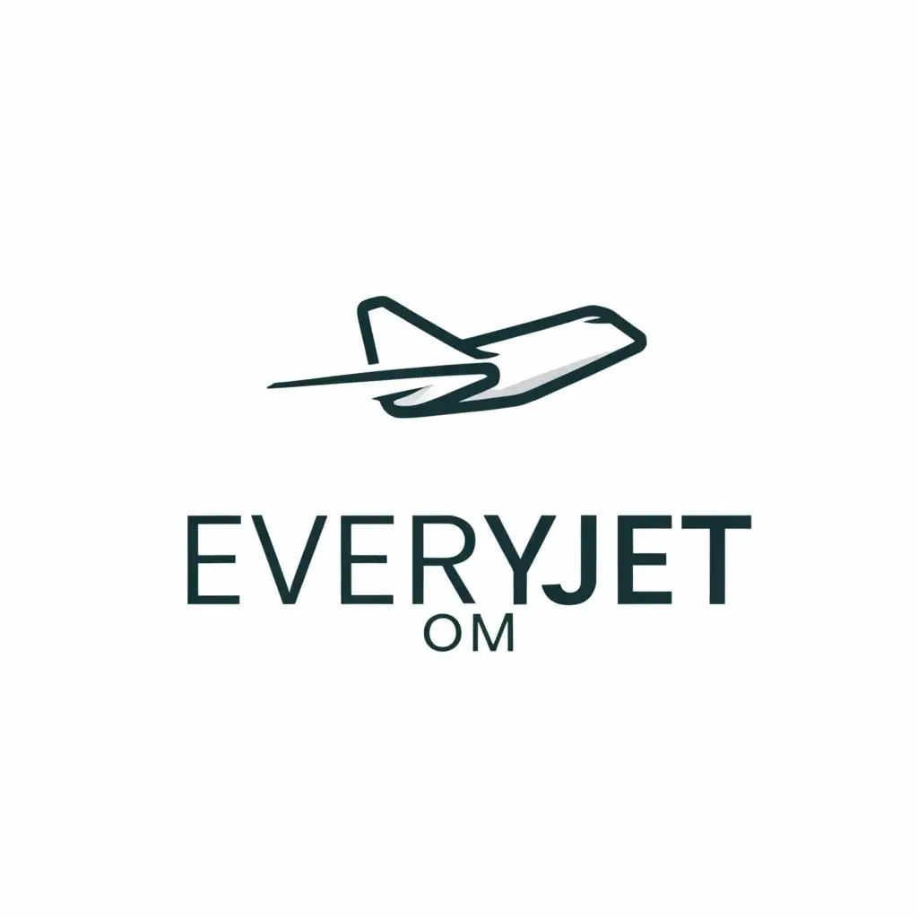 a logo design,with the text "EveryJet.com", main symbol:A stylized outline of a private jet with a luxurious feel on a clear background,Moderate,be used in Travel industry,clear background