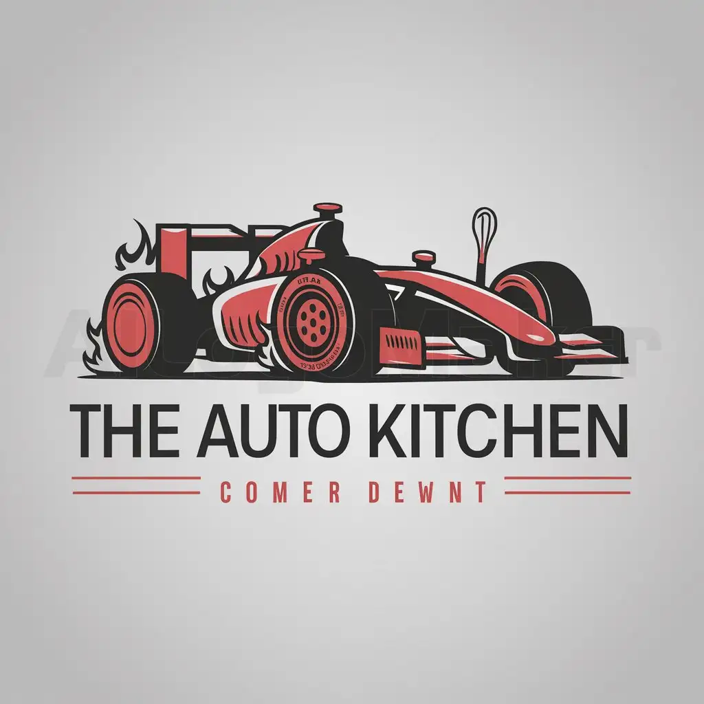 LOGO-Design-For-The-Auto-Kitchen-Racing-Car-Cooking-Concept-on-Clear-Background