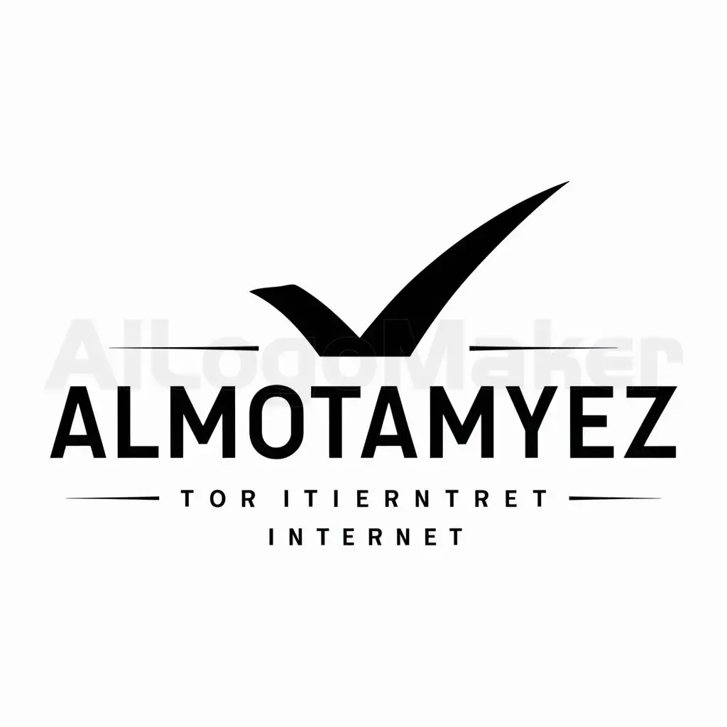 a logo design,with the text "almotamyez", main symbol:Tick  mark,Moderate,be used in Internet industry,clear background