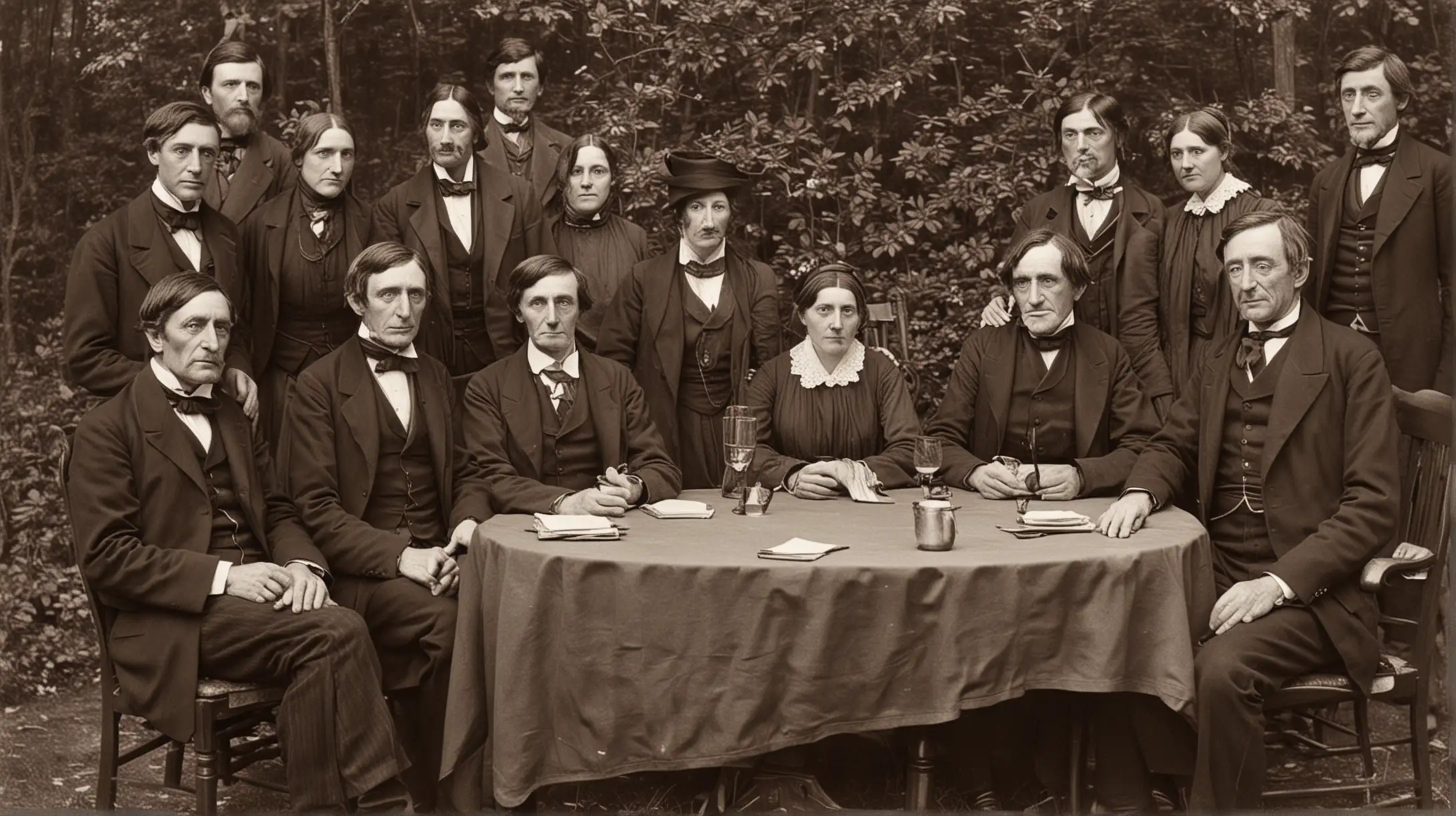 Transcendentalists Gathering with Ralph Waldo Emerson Margaret Fuller and Henry David Thoreau