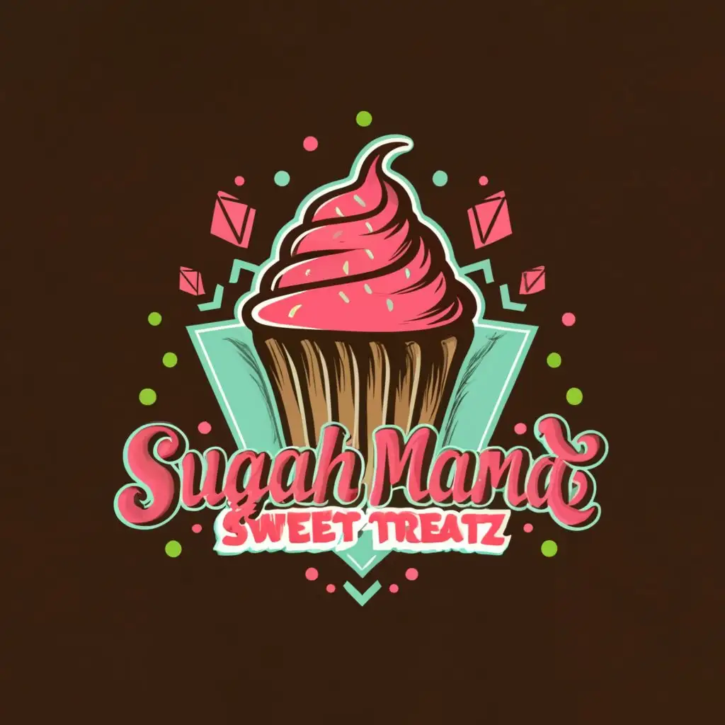 Logo-Design-for-Sugah-Mamaz-Sweet-Treatz-Tempting-Cupcake-Delights-on-a-Clean-Background