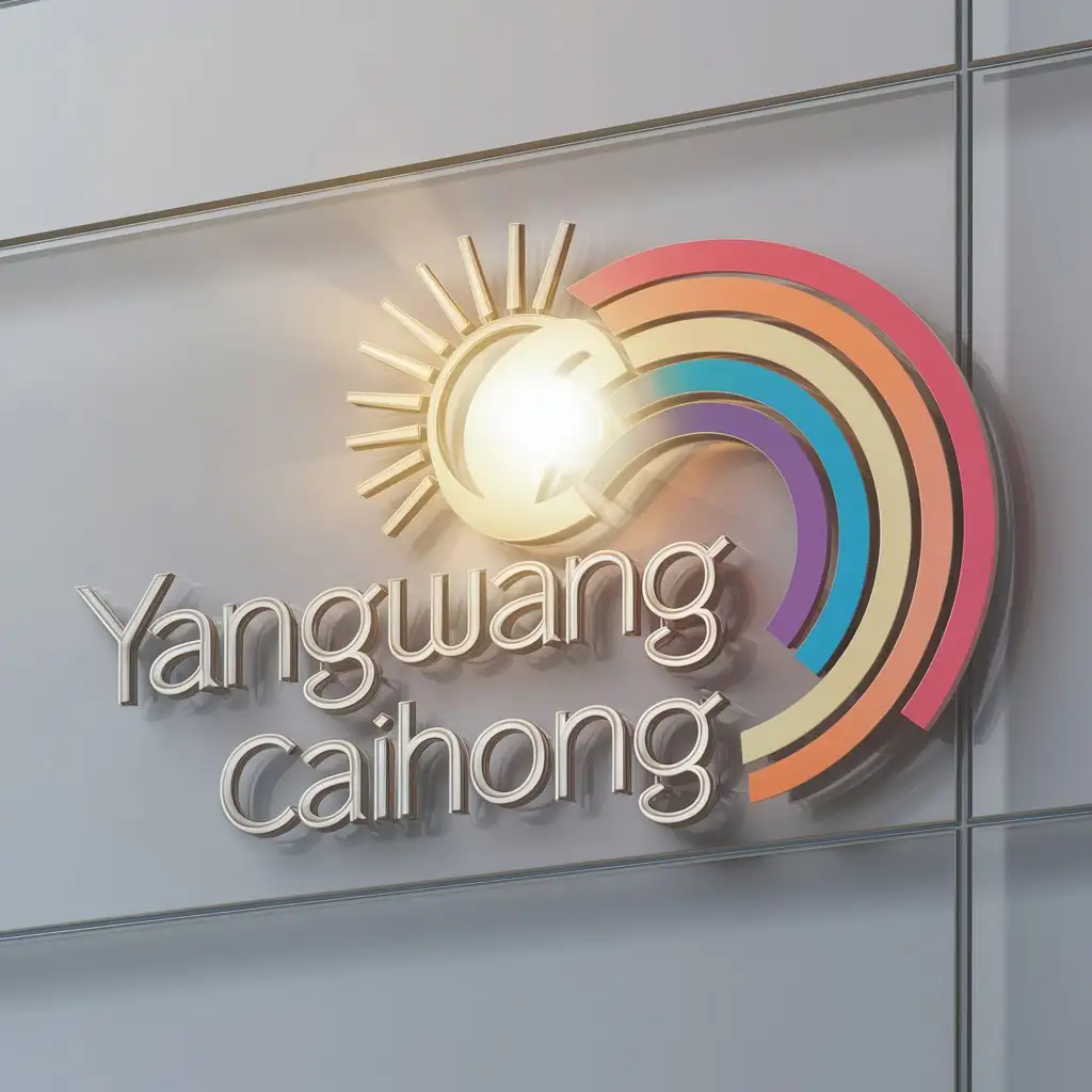 a logo design,with the text "Yangguang Caihong", main symbol:sunlight/rainbow/school,Moderate,be used in Education industry,clear background