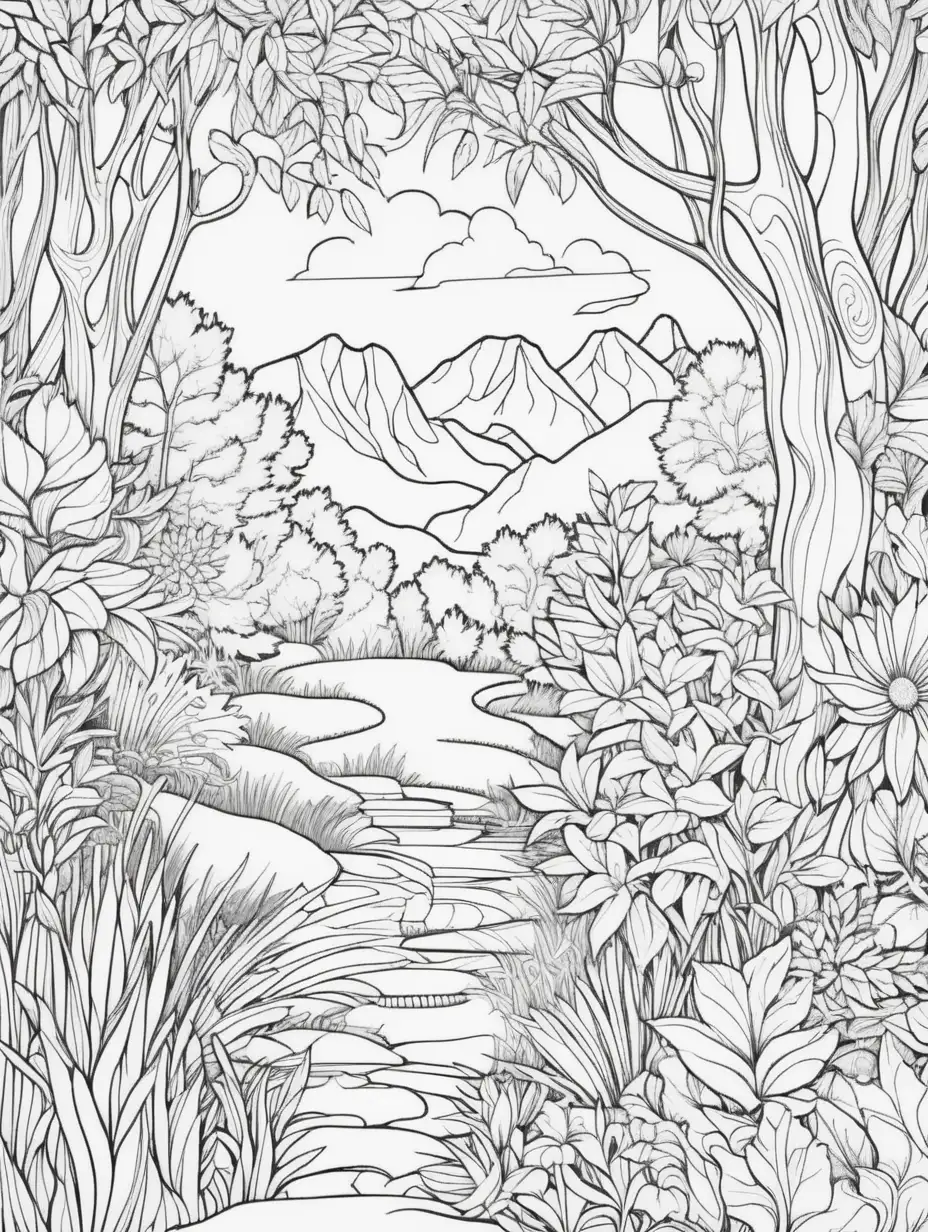 adult coloring page nature