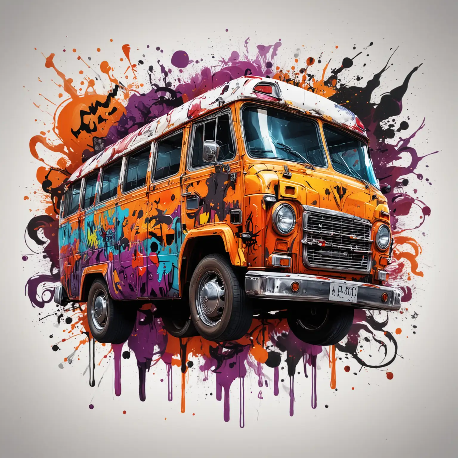 Colorful Abstract Hip Hop Halloween Hover Bus Graffiti Cartoon