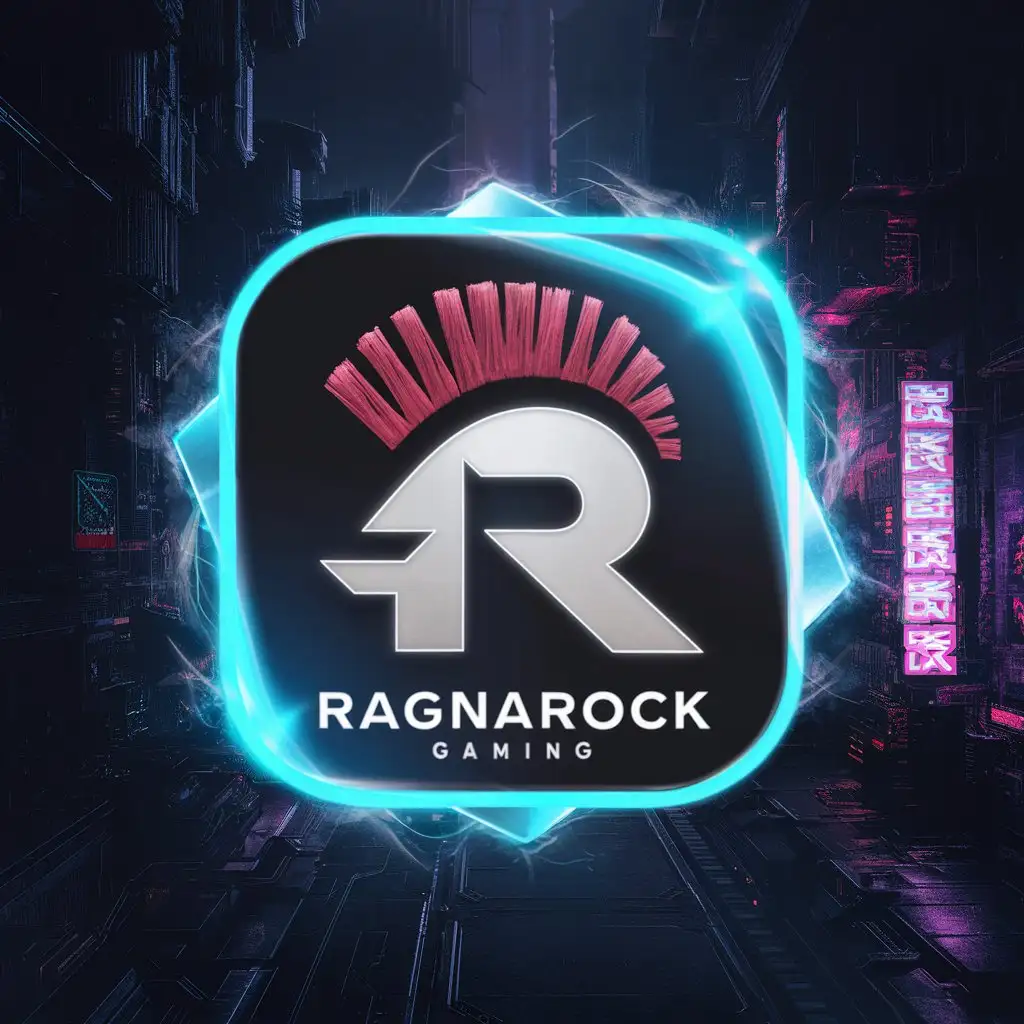 Ragnarock Gaming Logo Cyberpunk Theme with Futuristic Elements