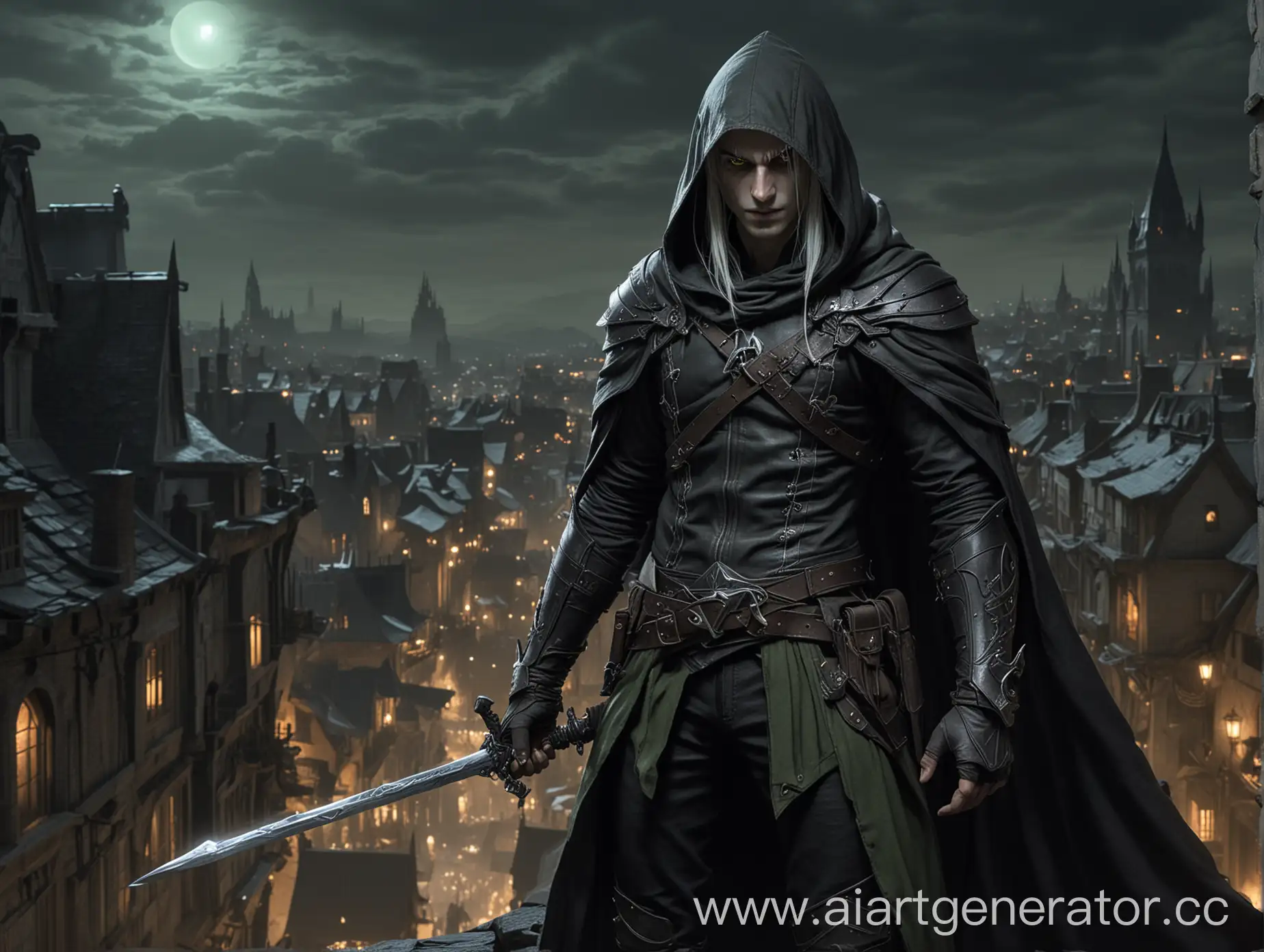 Mysterious-Dark-Elf-Rogue-Overlooking-Cityscape-at-Night