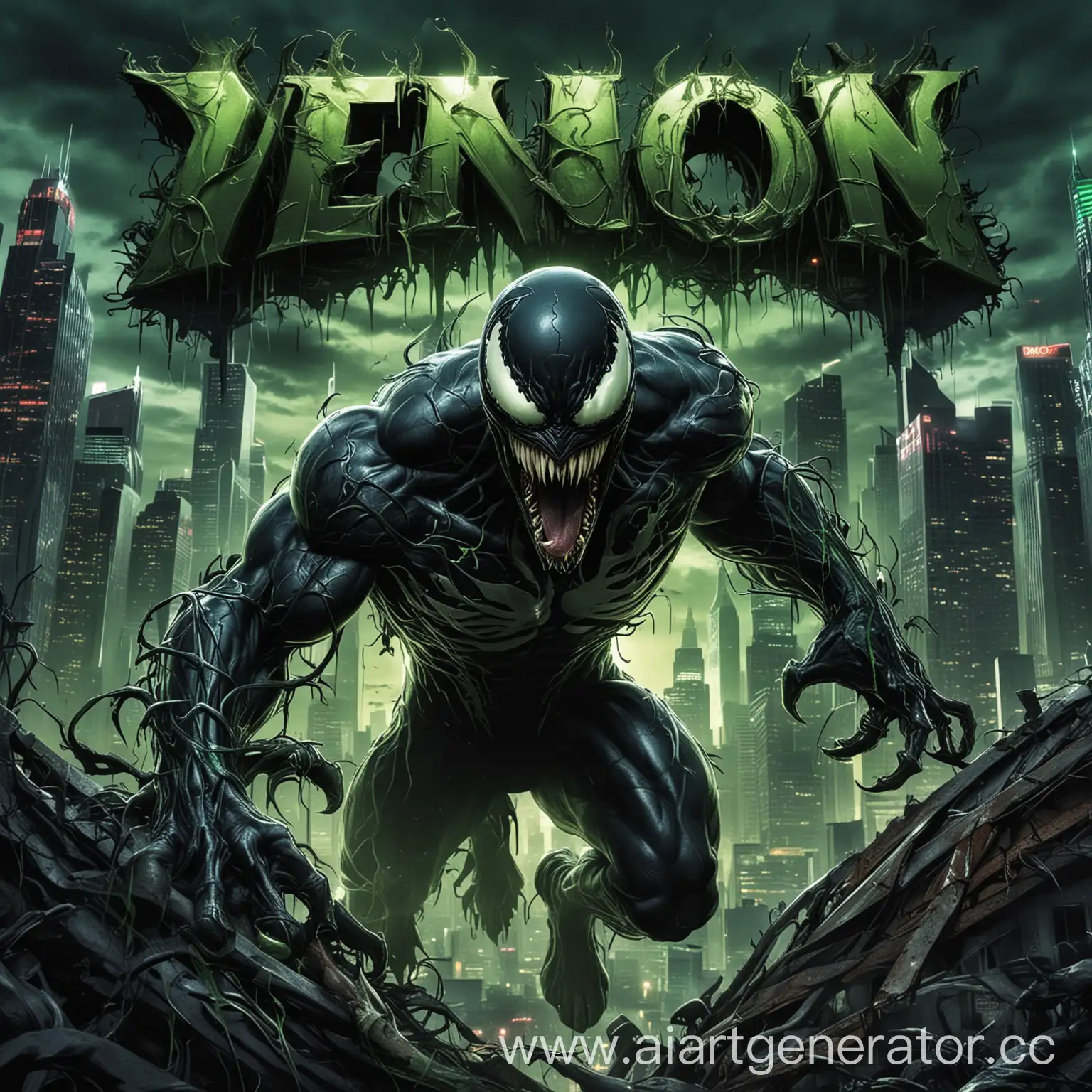 The cover features the menacing presence of Venom, his sharp teeth and glowing eyes drawing the viewer in. In the background, a cityscape is bathed in an eerie green light, hinting at the chaos and destruction that Venom brings with him. The words "Venom 3: The Last Dance" are emblazoned across the top in bold, dripping font, promising an epic showdown to end it all.  Overall, the cover sets the tone for a thrilling and action-packed conclusion to the Venom trilogy.