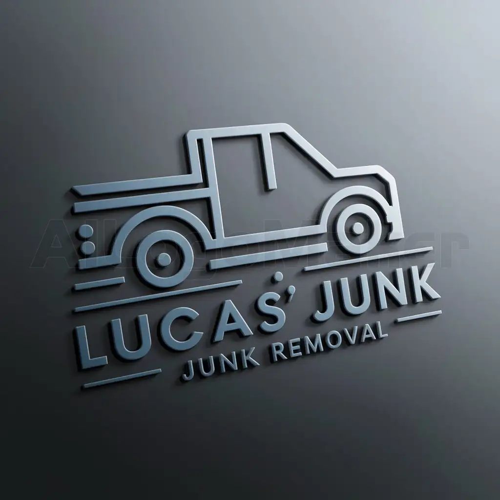 LOGO-Design-For-Lucas-Junk-Removal-Matte-Blue-Gray-with-Pickup-Truck-Symbol