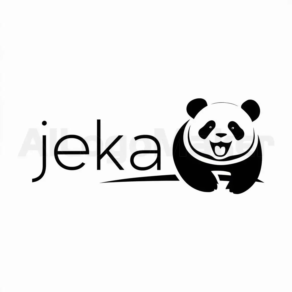 a logo design,with the text "JEKA", main symbol:haha laughing panda,Minimalistic,be used in child industry,clear background