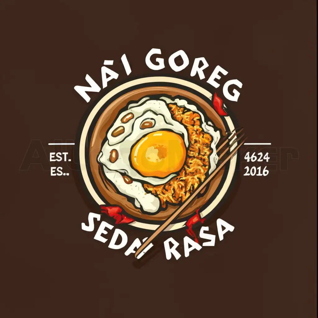 a logo design,with the text "RICE, SPOON, FORK, PLATE, EGG", main symbol:NASI GORENG SEDAP RASA,Moderate,be used in Restaurant industry,clear background