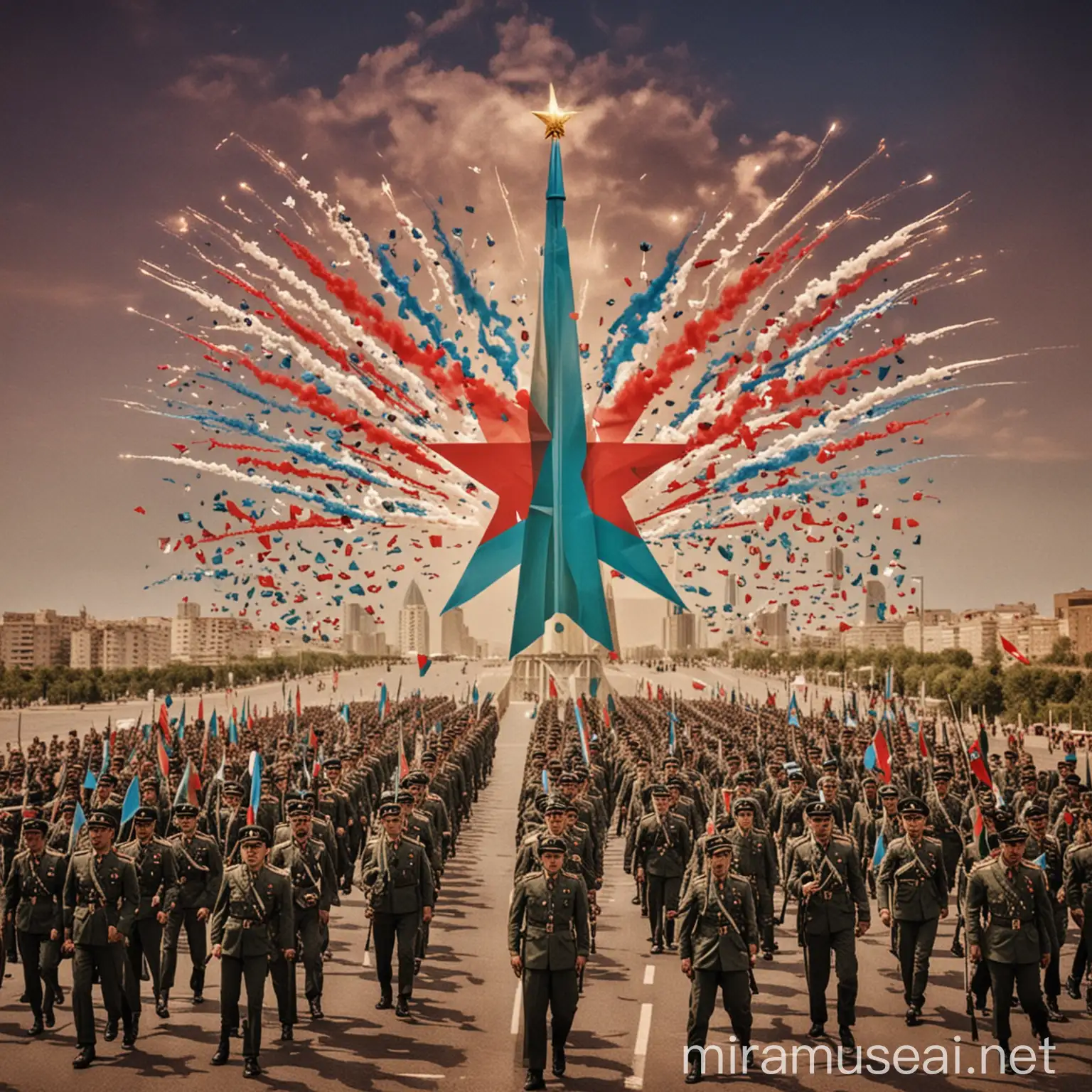 Celebrating Victory Day in Azerbaijan Commemorating Triumph with Flags and Festivities