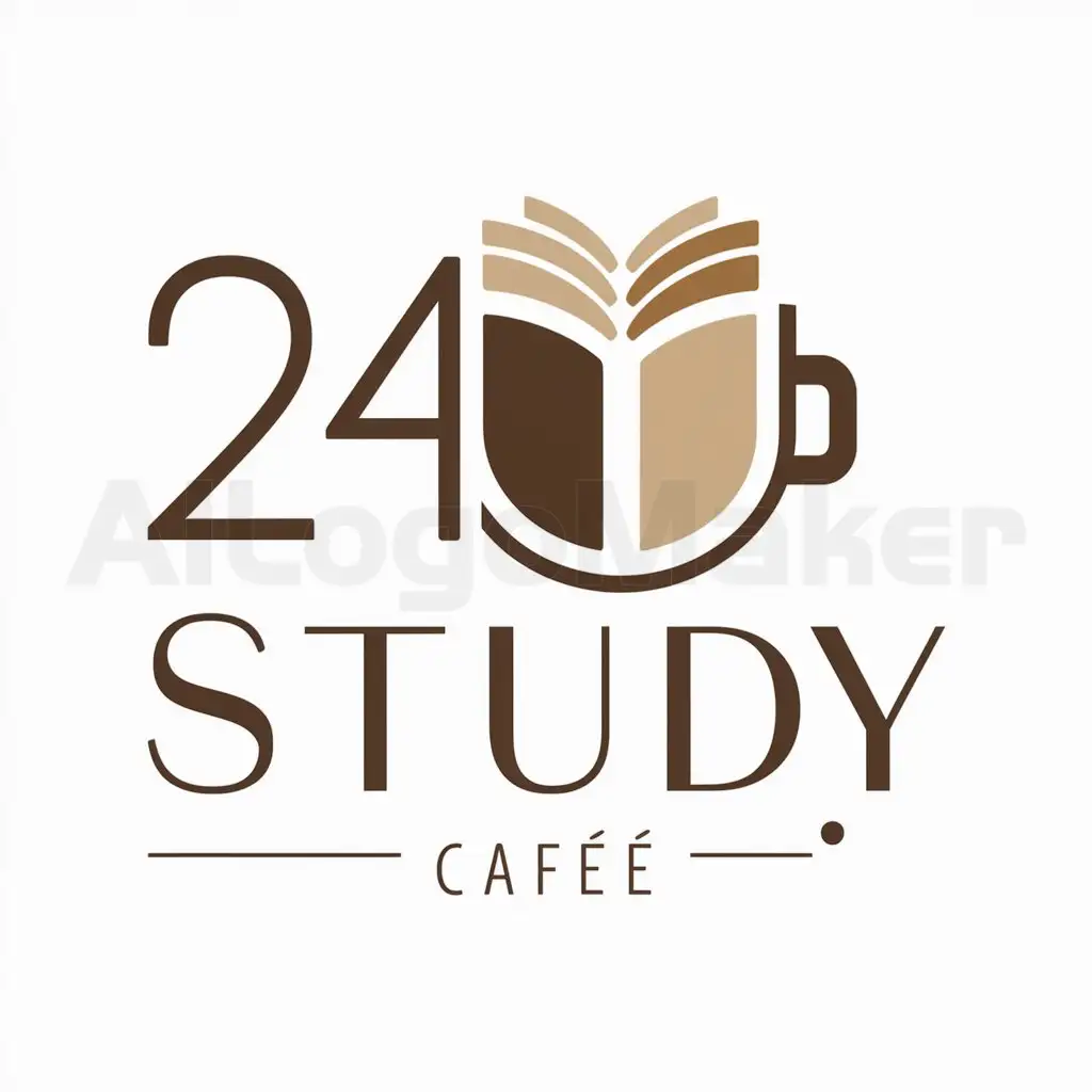 LOGO-Design-for-24-Study-Caf-Coffee-Book-Theme-on-a-Clear-Background