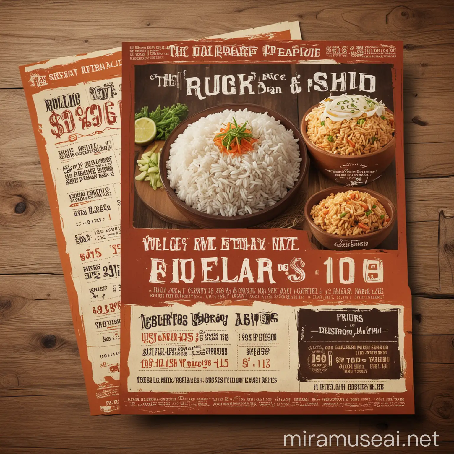 Vibrant Restaurant Rice Food Flyer with 10 Pricing