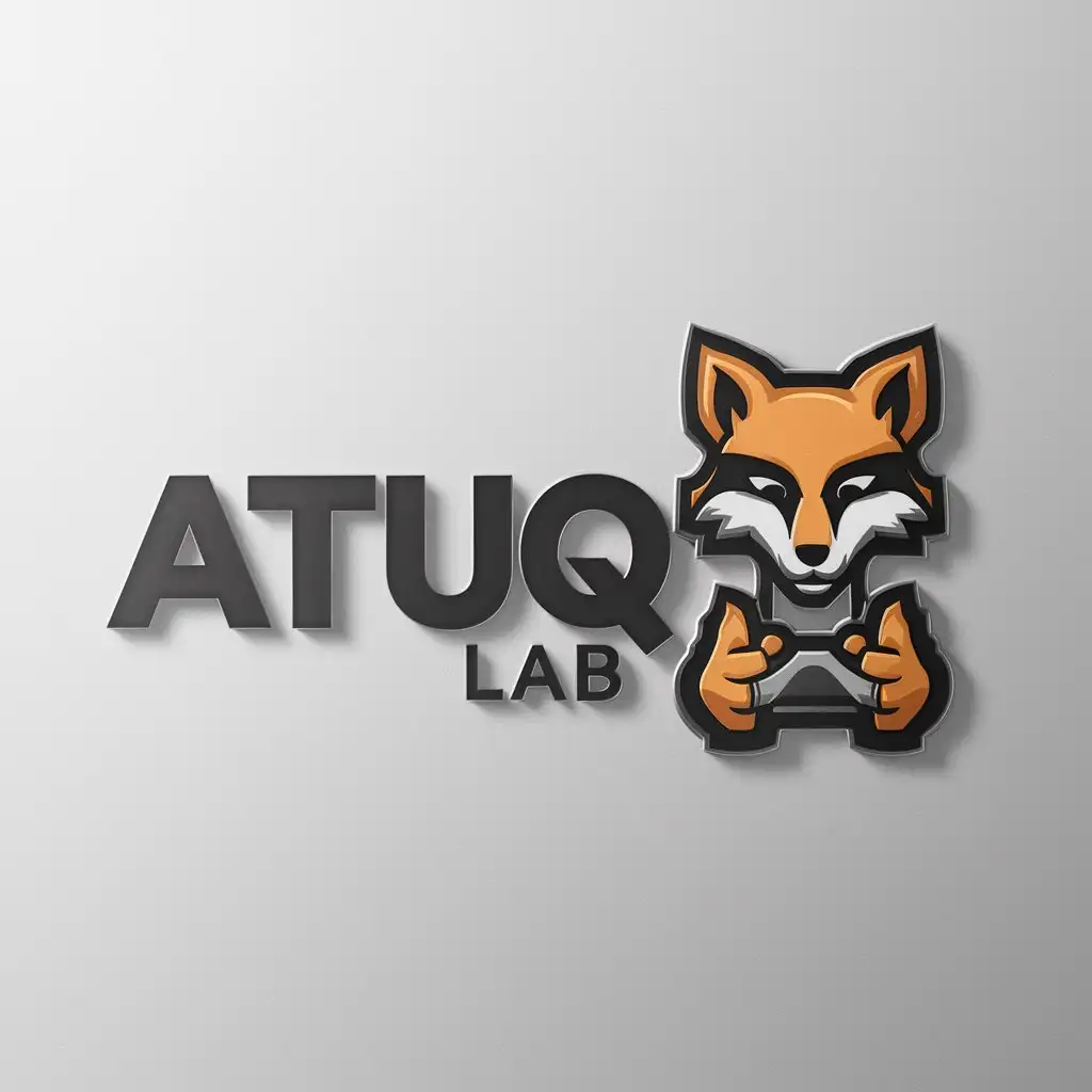 a logo design,with the text 'Atuq Lab', main symbol:Fox, Videogames,Moderate,be used in Entertainment industry,clear background
