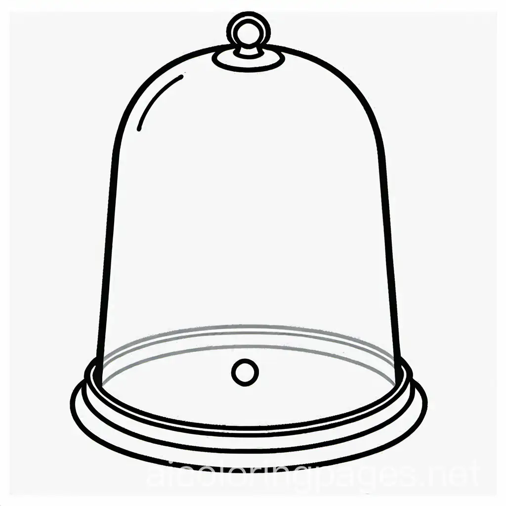 Glass-Cloche-Dome-Coloring-Page-with-Simple-Black-Line-Art-on-White-Background