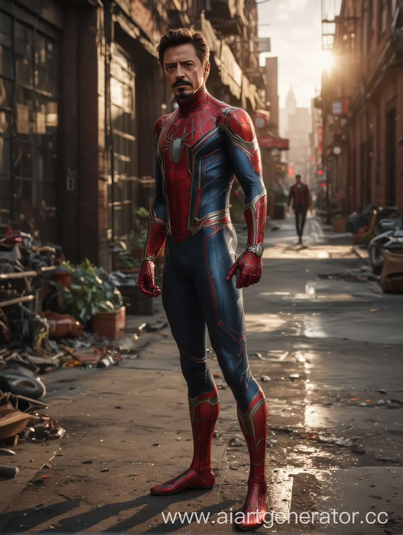 Tony-Stark-Cosplaying-SpiderMan-in-Stunning-Outdoor-Portrait