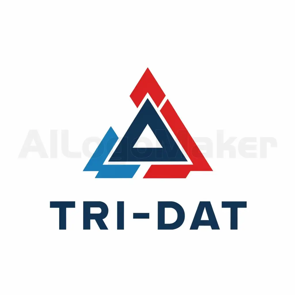 a logo design,with the text "TRI-DAT", main symbol:Should be three different colours, Red, White and Blue,Moderate,clear background