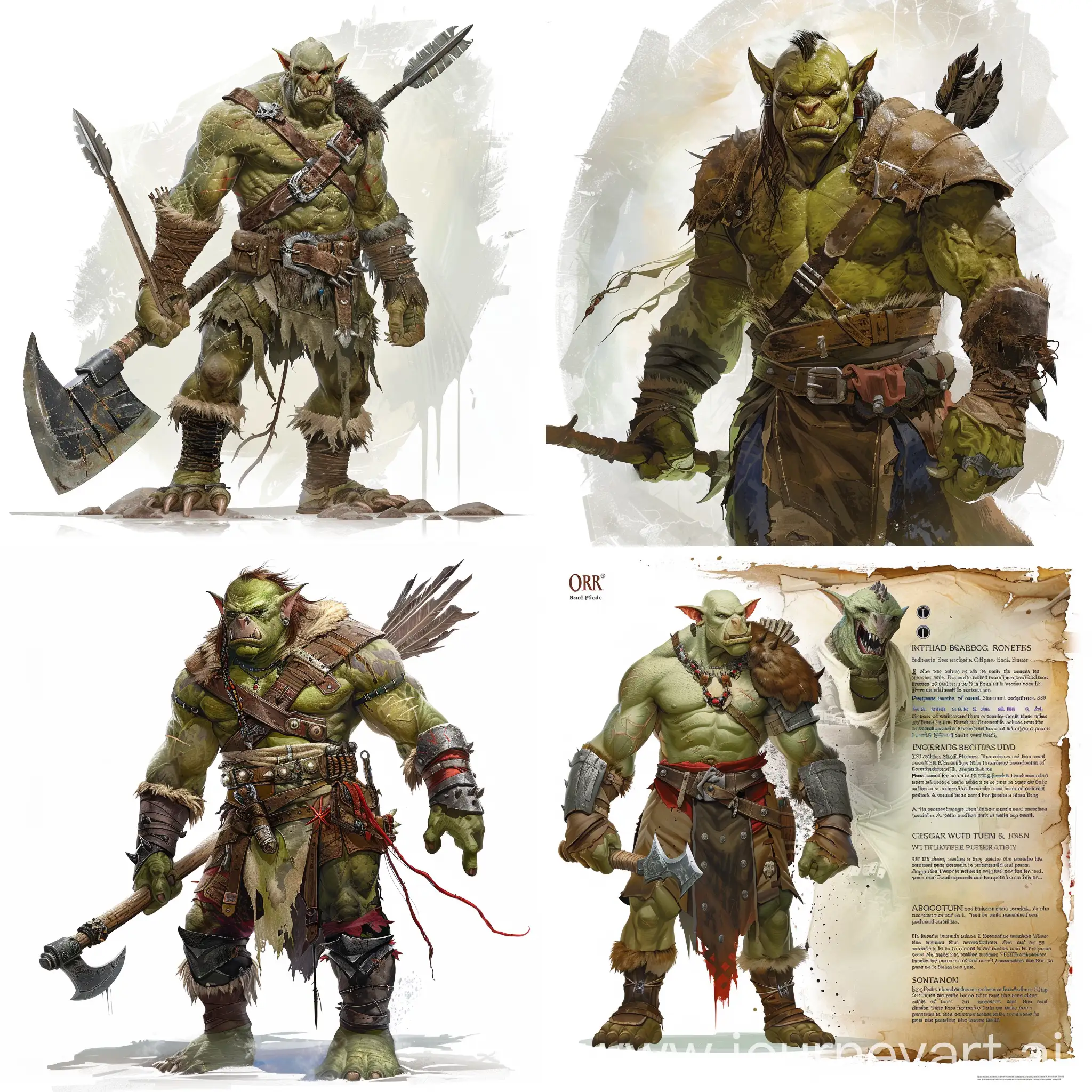Create an orc barbarian for pathfinder 2e whose background is bounty hunter with dragon instinct