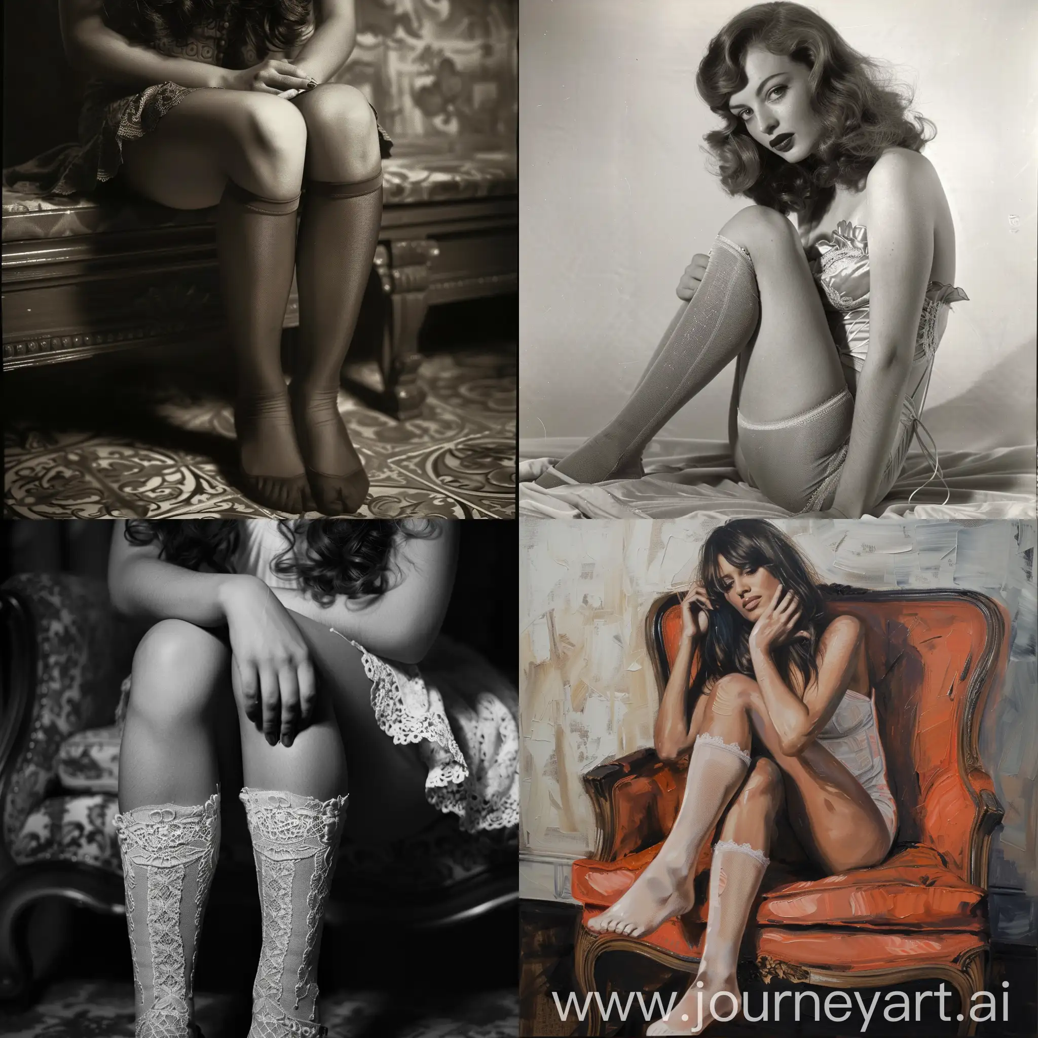 Elegant-Woman-in-Stockings-Captivating-Beauty-in-a-Vintage-Setting