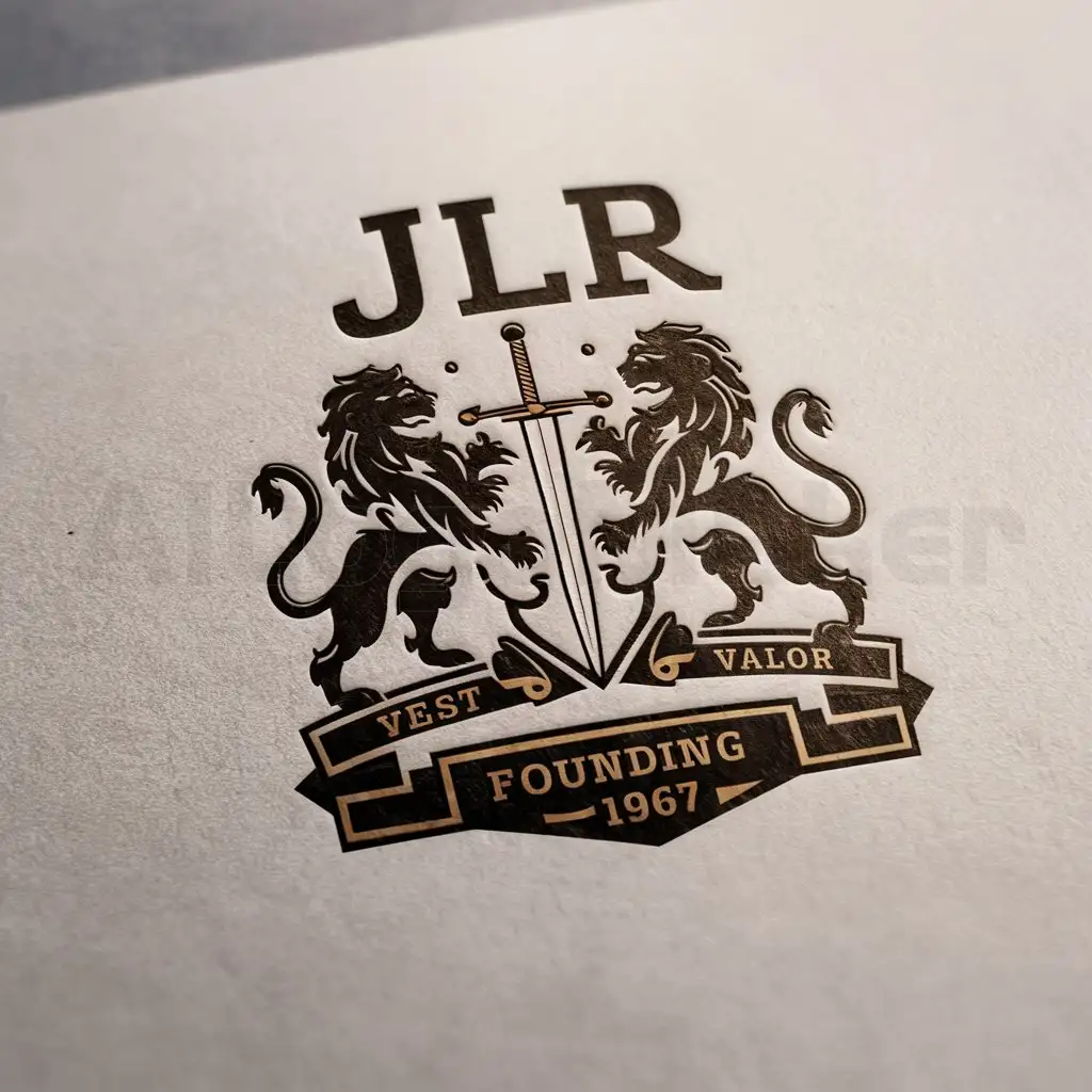 LOGO-Design-For-JLR-Majestic-Crest-with-Lions-and-Sword-Established-Since-1967