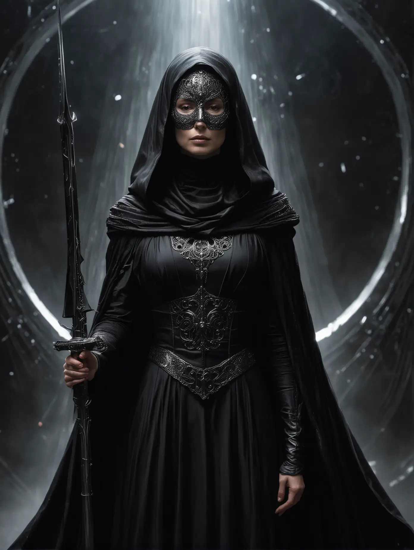 Dominant-Sister-of-the-Bene-Gesserit-Standing-in-Space-by-a-Black-Hole