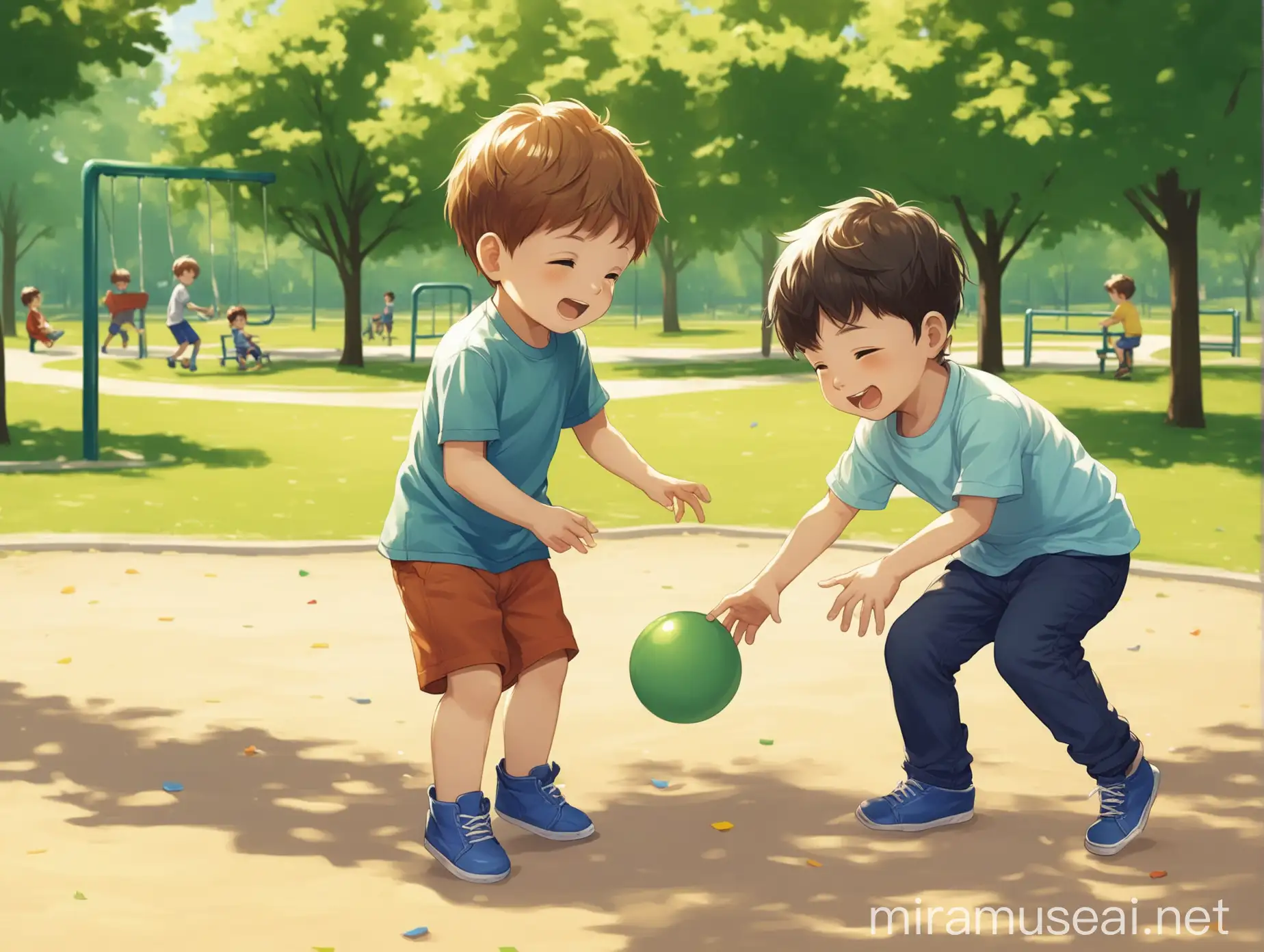 2 boy playing at the park