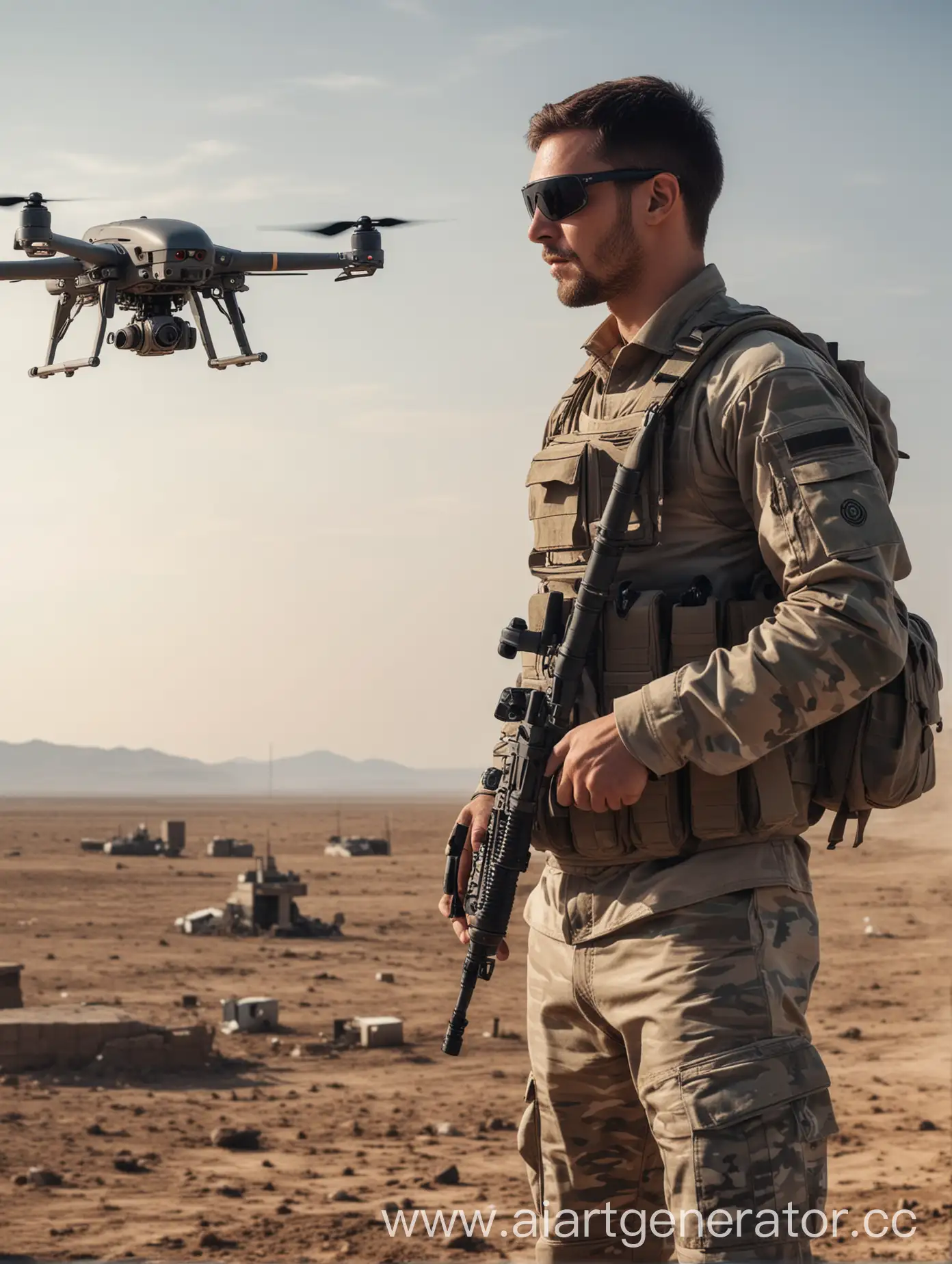 Оператор дронов беспилотных летательных аппаратов на фоне войны