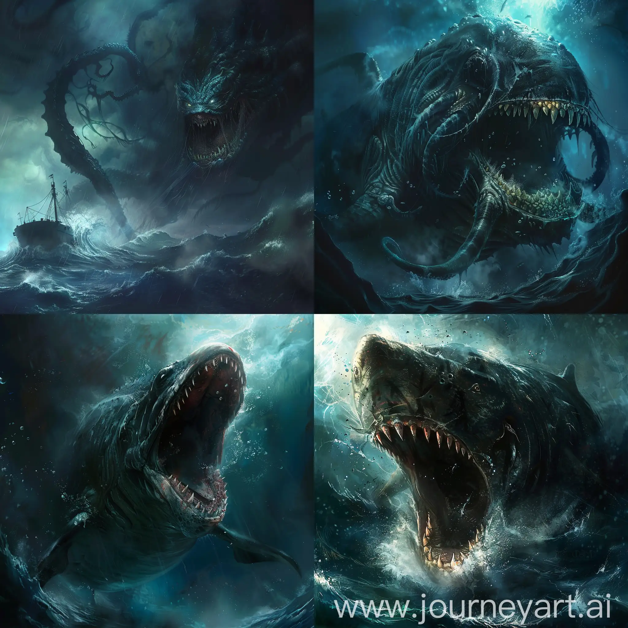 深海中的巨物，恐惧，庞大，未知生物，高质量