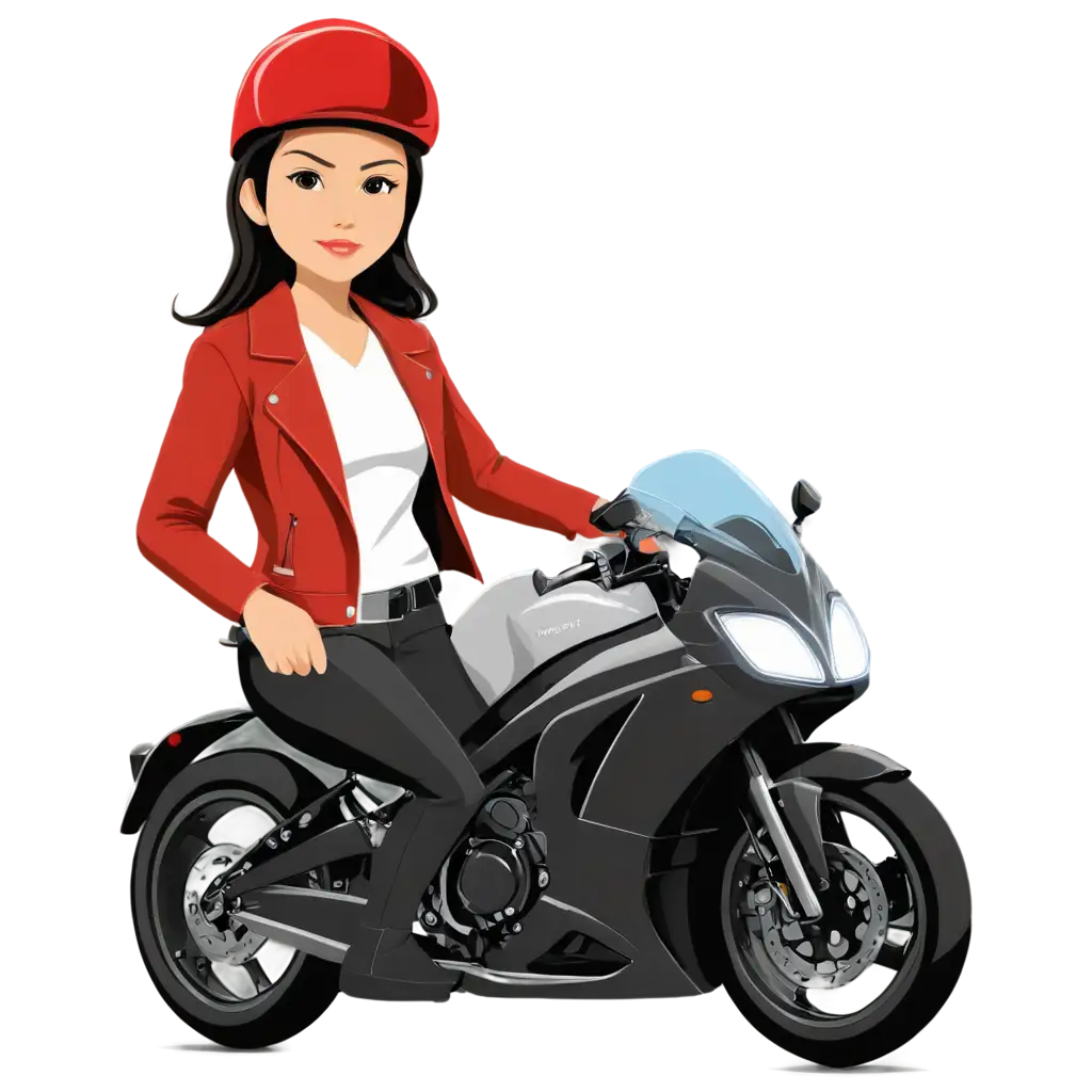 a lady biker riding motorbike, multi color vactor art file