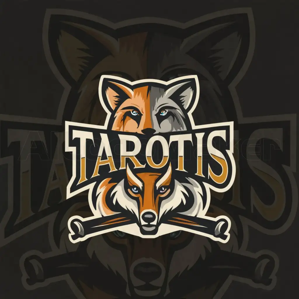 a logo design,with the text "TaroTis", main symbol:The fox with the hyena,complex,be used in Entertainment industry,clear background