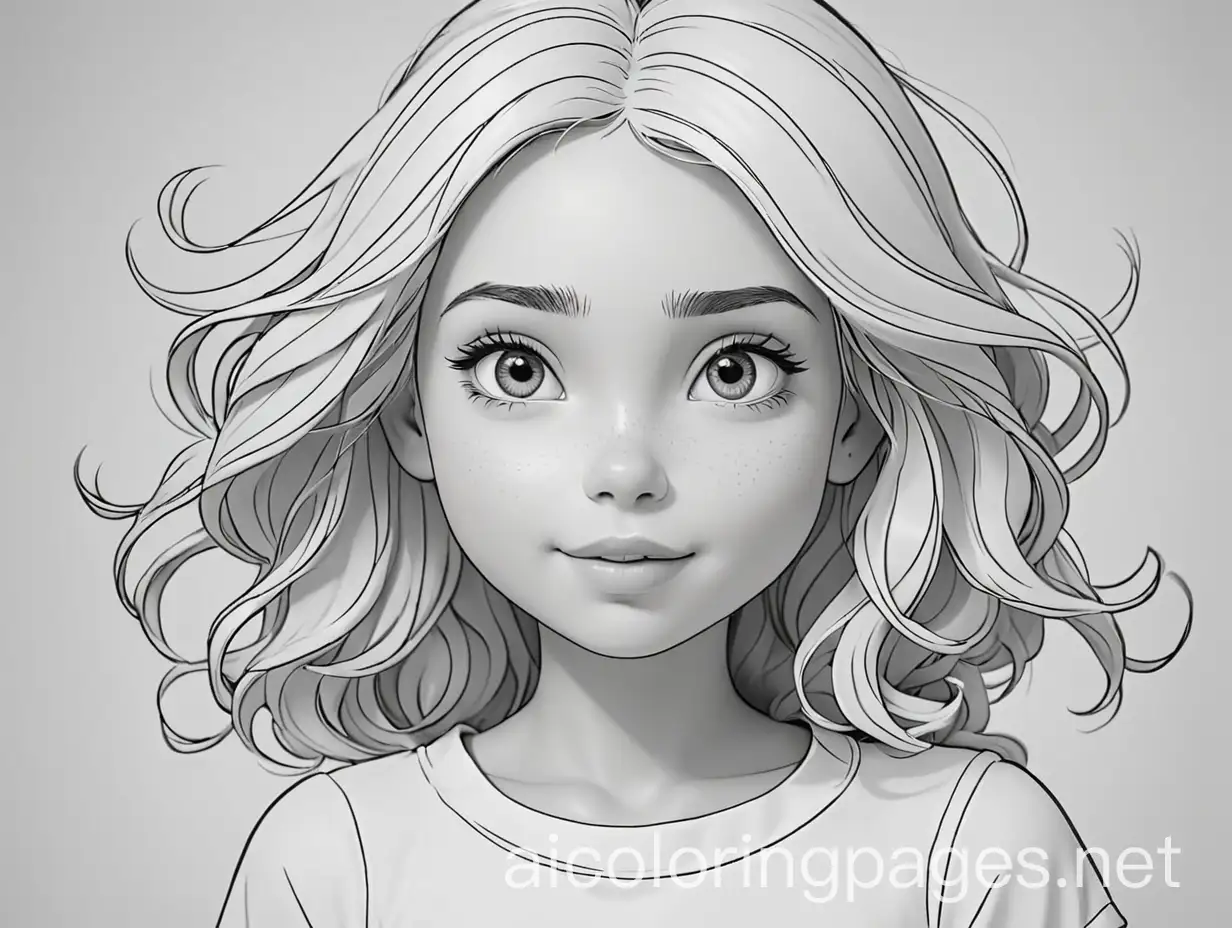 Brianne, Coloring Page, black and white, line art, white background, Simplicity, Ample White Space. The background of the coloring page is plain white to make it easy for young children to color within the lines. The outlines of all the subjects are easy to distinguish, making it simple for kids to color without too much difficulty