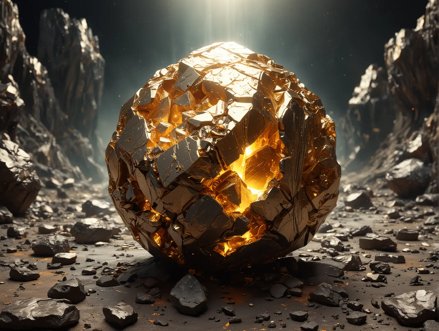 a futuristic golden ore.  With smoky sci-fi background