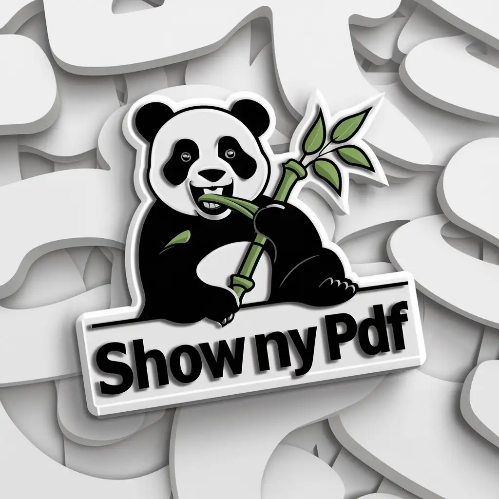 a logo design,with the text "Show my pdf", main symbol:a panda, eating . laugh.,complex,clear background