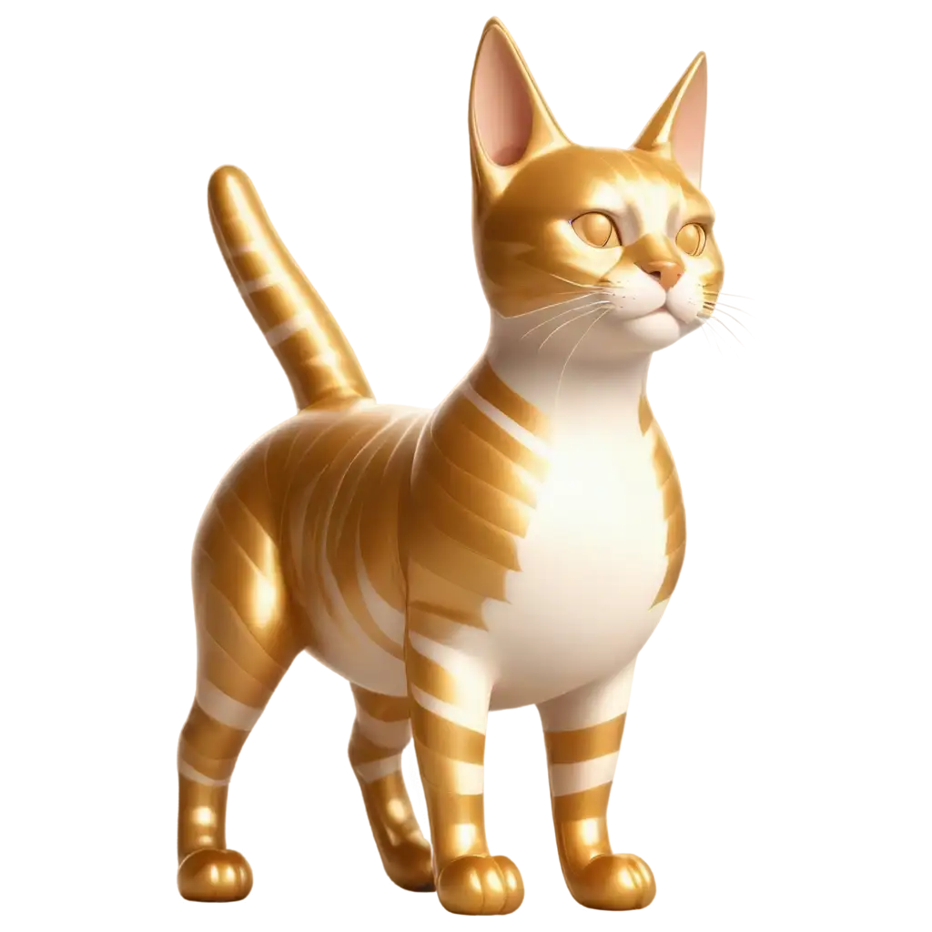 Glossy-3D-Golden-Star-Pattern-Cat-PNG-Illustration-Enhancing-Online-Presence-with-HighQuality-Graphics