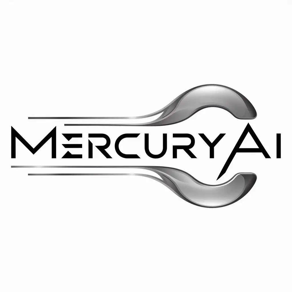 a logo design,with the text "MercuryAI", main symbol:The element Mercury,Moderate,be used in Technology industry,clear background